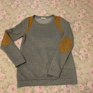 So Perla quilted crewneck pullover with faux suede accents